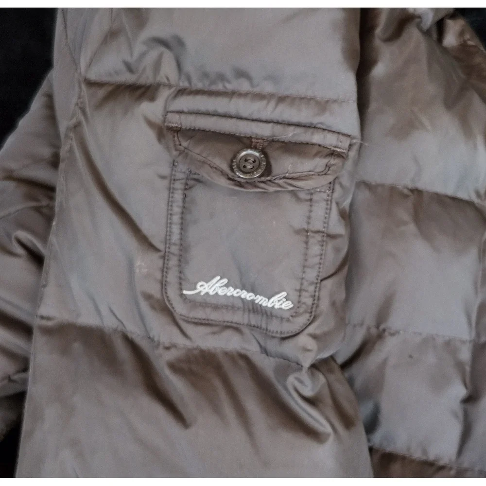 Vintage Y2K Abercrombie And Fitch Women's Puffer Jacket Fur Lined Size L NO HOOD
